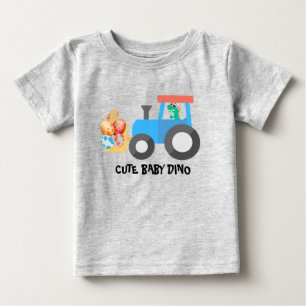 Camiseta Para Bebê Menino de aniversário Caminhão de Construção dinos