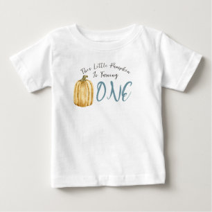 Camiseta Para Bebê Menino de Aniversário da Pequena Abóbora Aquarela