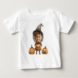 Camiseta Para Bebê Menino de Halloween Rosto Personalizado 