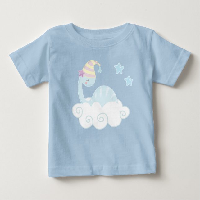Camiseta Para Bebê Menino Dinossauro Dormindo (Frente)