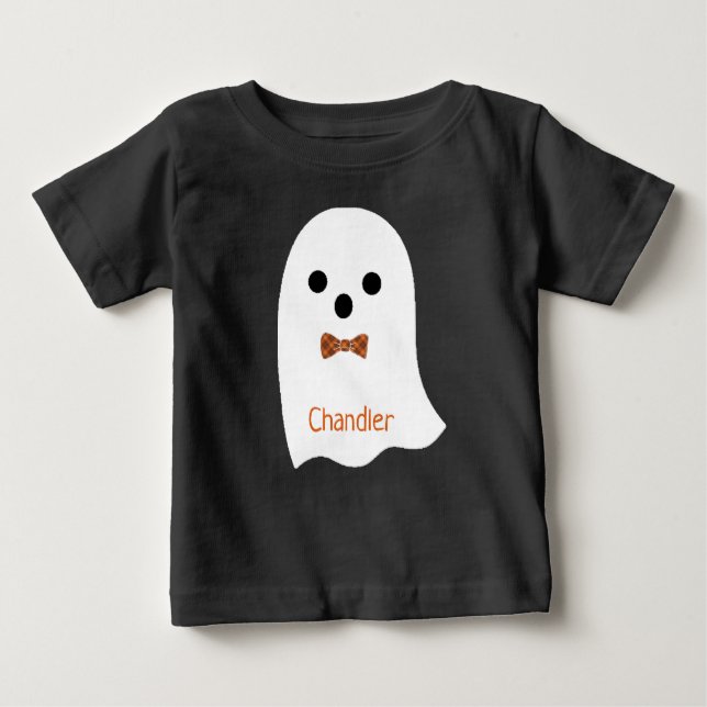 Camiseta Para Bebê Menino do Dia das Bruxas Ghost Xadrez Arco Kids (Frente)