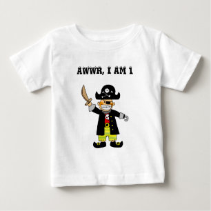 Camiseta Para Bebê Menino do pirata do bebê de um ano