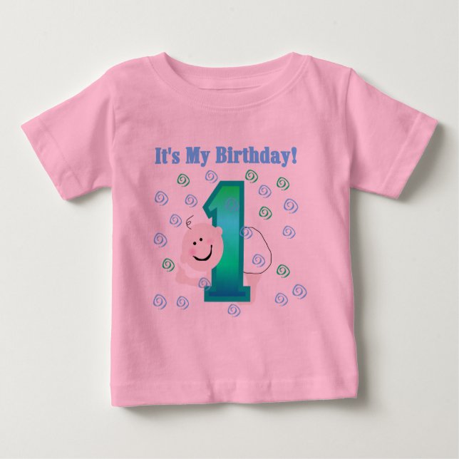 Camiseta Para Bebê Menino é o meu primeiro aniversario (Frente)