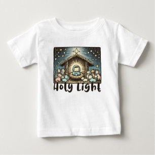 Camiseta Para Bebê Menino Jesus : Luz Sagrada: Luz Santa