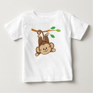 Camiseta Para Bebê Menino Macaco Balançando