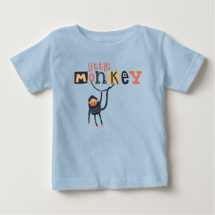 Camiseta Para Bebê Menino Macaco Bonito Mencionando Tipografia