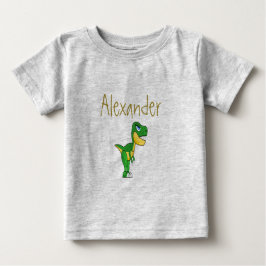 Camiseta Para Bebê Menino Personalizado Azul do Dinossauro
