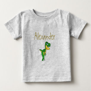 Camiseta Para Bebê Menino Personalizado Azul do Dinossauro