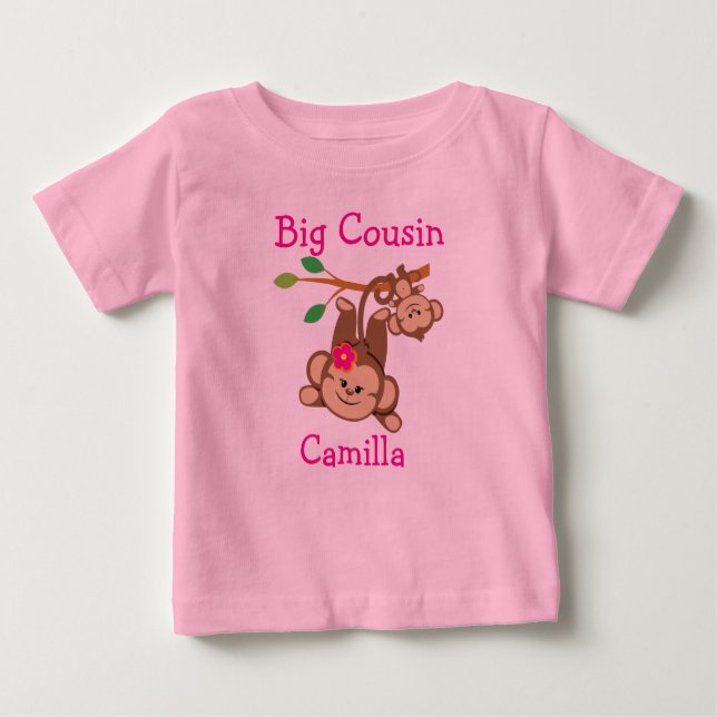 Camiseta Para Bebê Menino Personalizado, Macacos-Garotas Primo Grande (Frente)