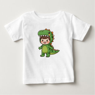 Camiseta Para Bebê Menino Vestindo fantasia de dinossauro