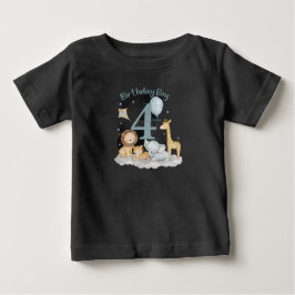 Camiseta Para Bebê Meninos 4º Aniversário Menino Design Fofo de Anima