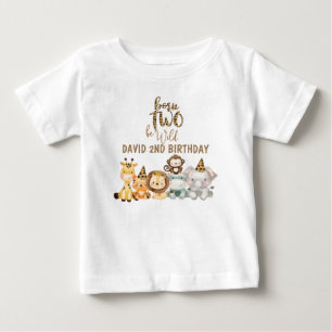Camiseta Para Bebê Meninos Animais Safari Dois Aniversário Selvagem