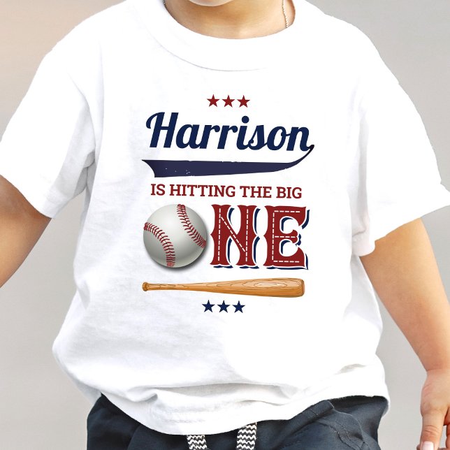 Camiseta Para Bebê Meninos Beisebol 1º Aniversário (Criador carregado)