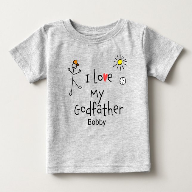 Camiseta Para Bebê Meninos bonitos Eu adoro O Meu Padrinho Tee (Frente)