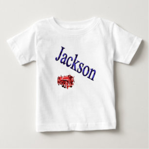 Camiseta Para Bebê Meninos Chamados Jackson Name Com Motor De Fogo,