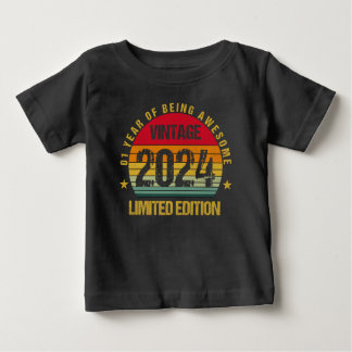 Camiseta Para Bebê Meninos De 1 Ano, Primeiro 2024 Com primeiro anive