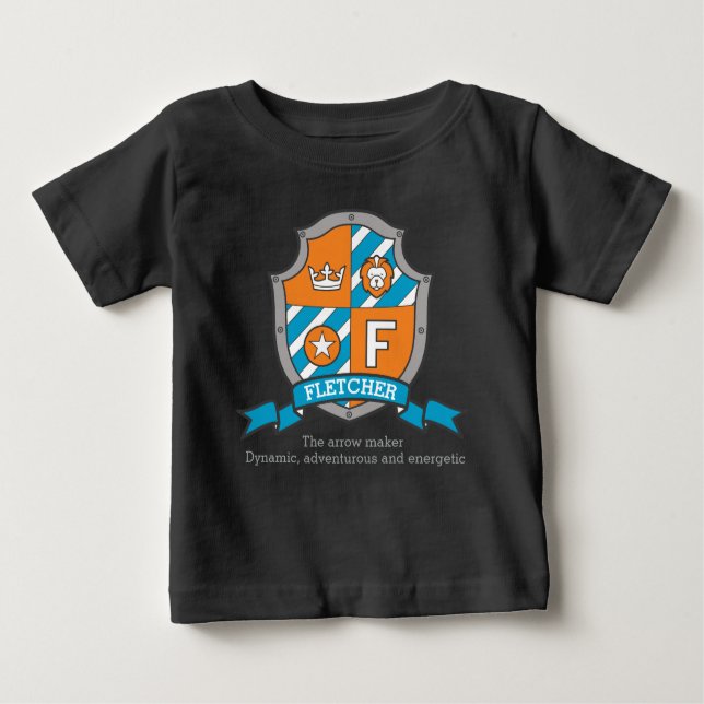 Camiseta Para Bebê Meninos Fletcher Nome e significado de rapazes cas (Frente)