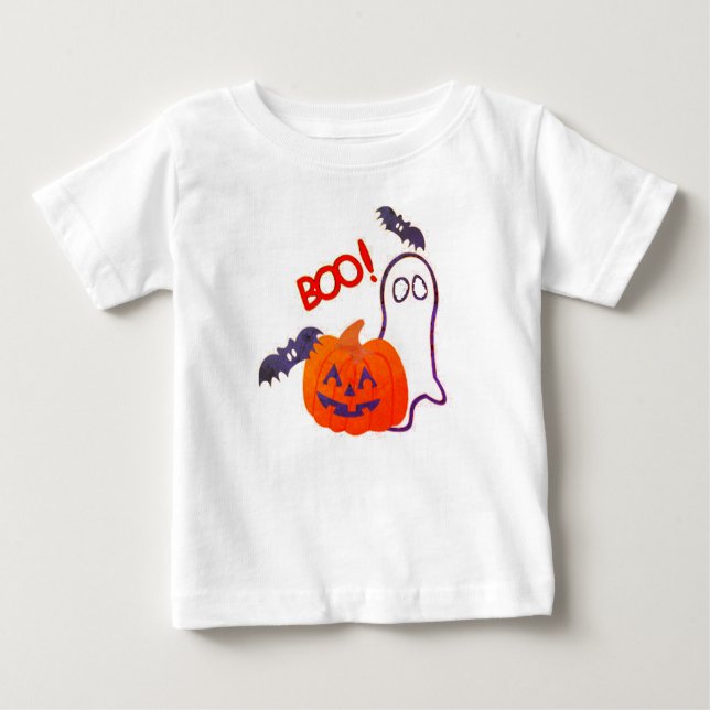 Camiseta Para Bebê Meninos Halloween Boo Baby Shirt - Fumaça Tee! (Frente)