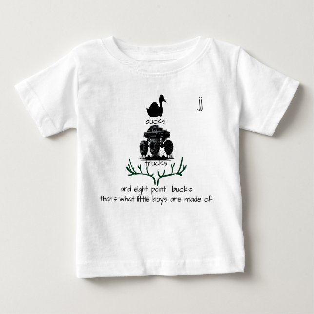 Camiseta Para Bebê "...meninos são feitos de..." Personalizável (Frente)