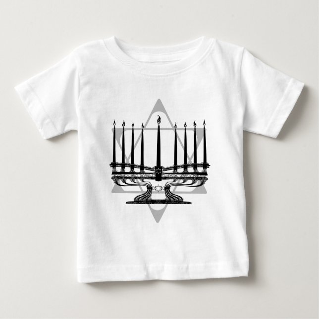 Camiseta Para Bebê Menorah e estrela (Frente)