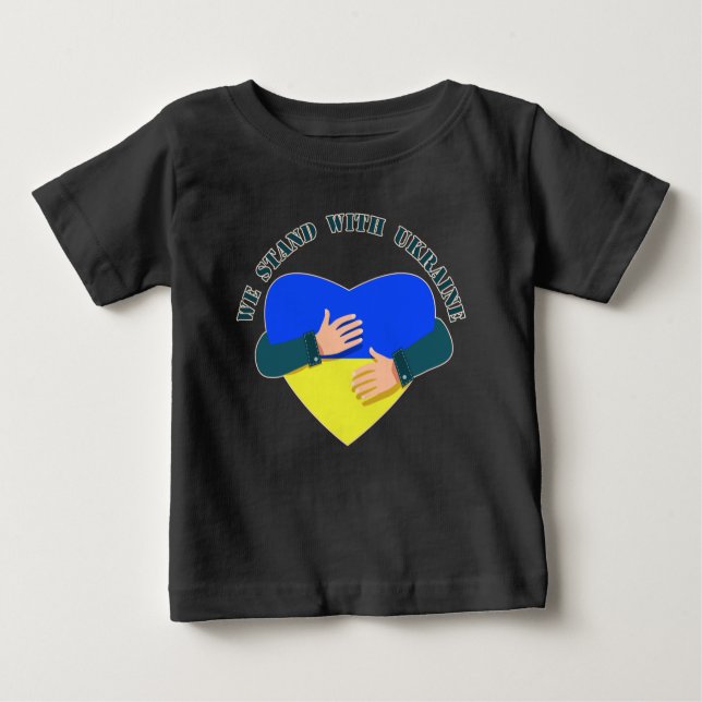 Camiseta Para Bebê Mensagem inspiradora Estamos com a Ucrânia (Frente)