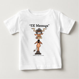 Camiseta Para Bebê Mensagem TX Longhorn