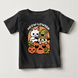 Camiseta Para Bebê Meow-Loew - Festivo Halloween Design
