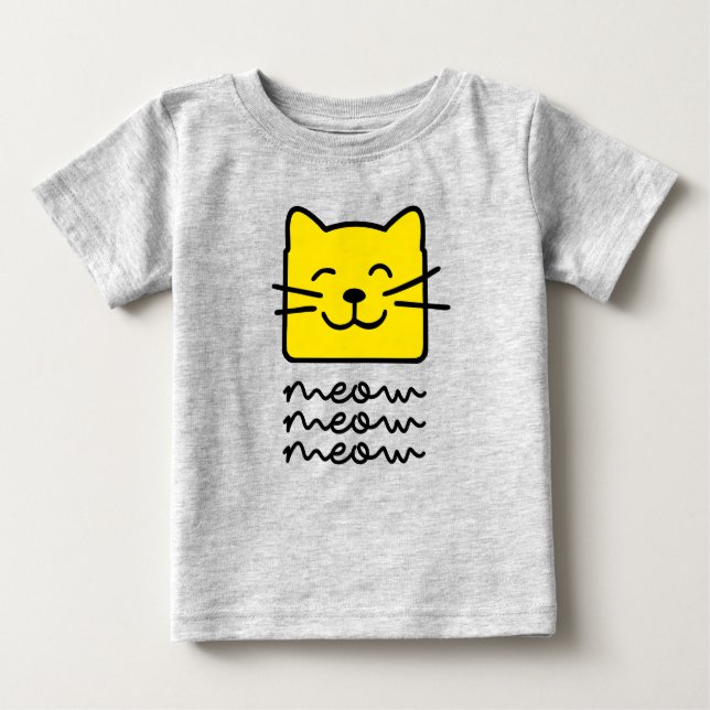 Camiseta Para Bebê Meow Meow (Frente)
