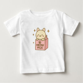 Camiseta Para Bebê Meow Milk Magic – Cute Cat in a Carton 
