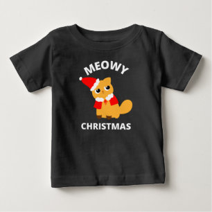 Camiseta Para Bebê Meowy Christmas