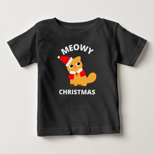 Camiseta Para Bebê Meowy Christmas (Frente)