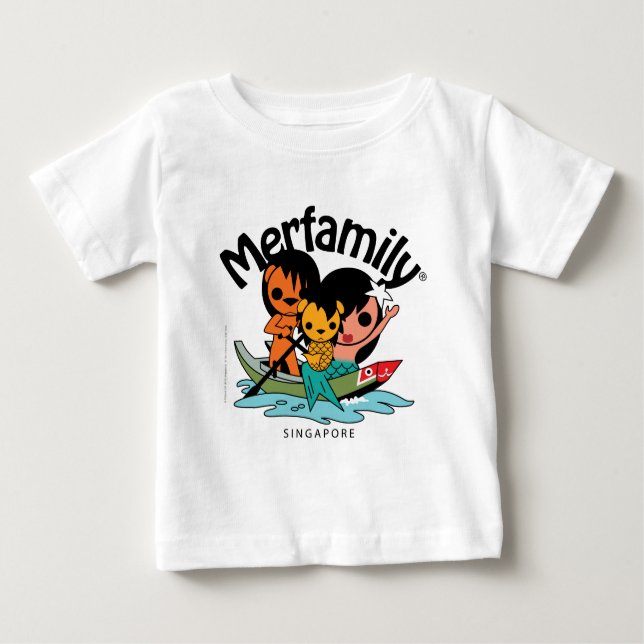 Camiseta Para Bebê MerFamily® Cingapura Sampan (Frente)