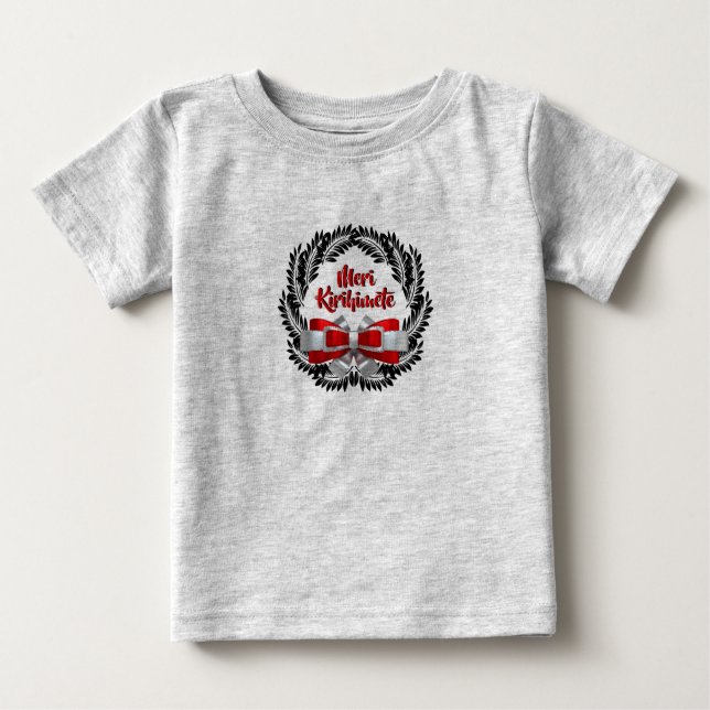 Camiseta Para Bebê Meri Kirihimete Maori para Feliz Natal (Frente)