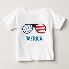 Camiseta Para Bebê Merica Retro Sunglass