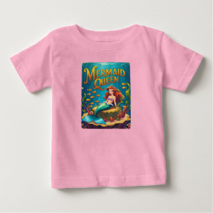 Camiseta Para Bebê Mermaid Queen Baby Girl Adorável Ocean Princess
