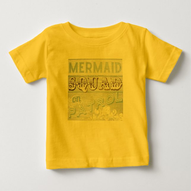 Camiseta Para Bebê Mermaid Squad sobre Patrulha (Frente)