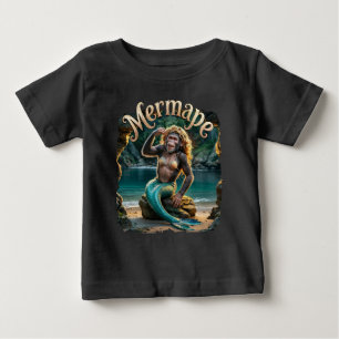Camiseta Para Bebê Mermape Fotográfico – Macaco Sereia Animal Engraça