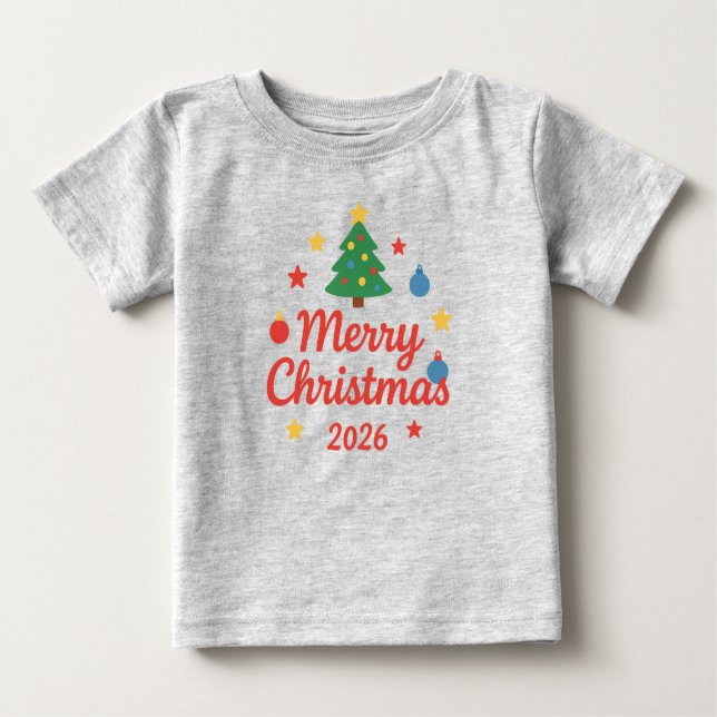 Camiseta Para Bebê  Merry Christmas 2026 T-Shirt (Frente)