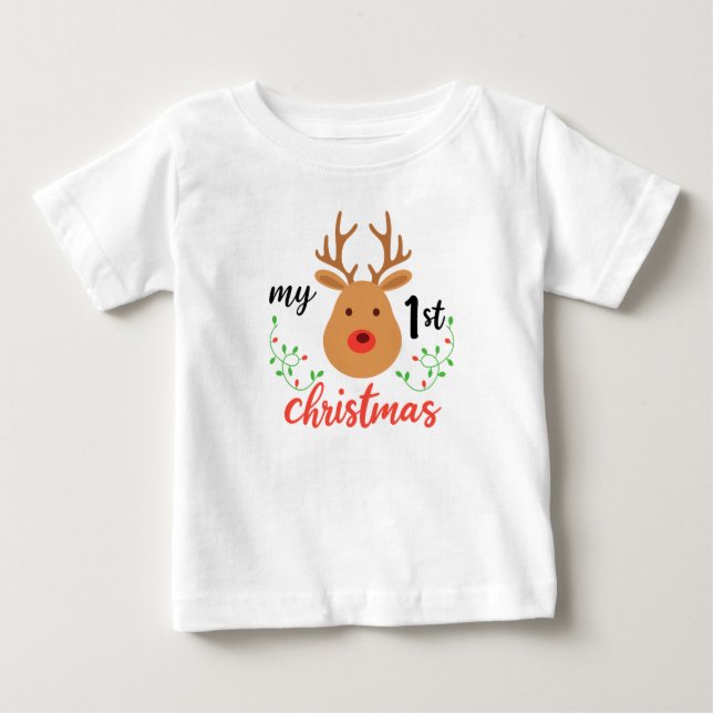 CAMISETA PARA BEBÊ MERRY CHRISTMAS BABY 1ST TSHIRT (Frente)