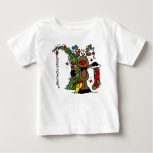 Camiseta Para Bebê Merry Christmas Reindeer