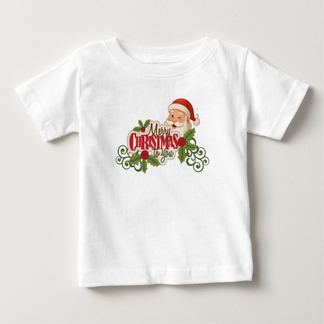 Camiseta Para Bebê Merry Christmas Santa T-shirt (Frente)