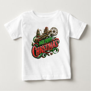 Camiseta Para Bebê Merry Christmas steampunk