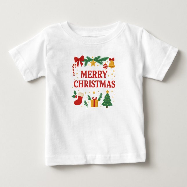 Camiseta Para Bebê Merry Christmas T-Shir (Frente)