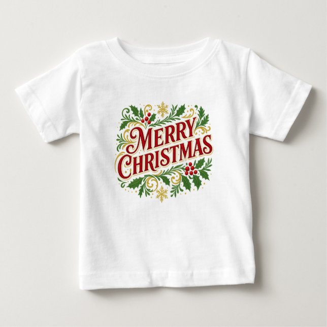 Camiseta Para Bebê Merry Christmas T-shirt (Frente)
