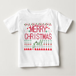 Camiseta Para Bebê "Merry Christmas Y'all" Ugly Sweater Baby Tee