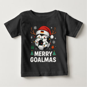 Camiseta Para Bebê Merry Goalmas - Futebol de Natal Engraçado
