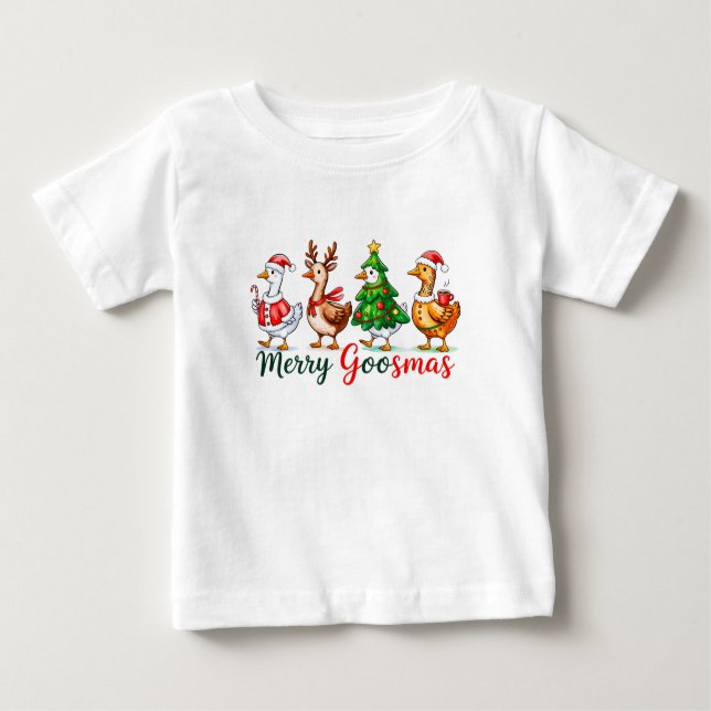 Camiseta Para Bebê Merry Goosmas Christmas Funny Goose Tri-Blend Shir (Frente)