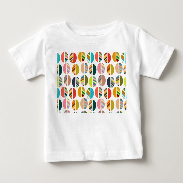 Camiseta Para Bebê Metades Ovalas em Faixa (Frente)