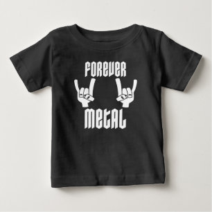 Camiseta Para Bebê Metal Para Sempre Chifres de Diabo Sinal com as Mã