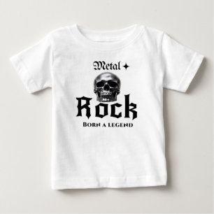 Camiseta Para Bebê Metal Rock Nascido uma Lenda Gráfico de Caveira Cr